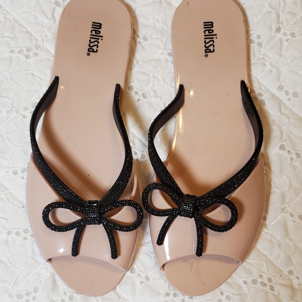 Melissa pink saddles with black bow